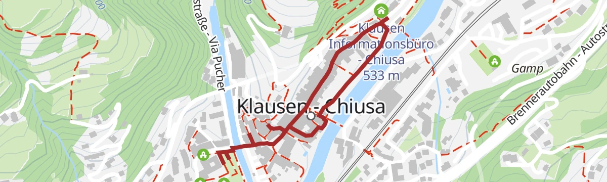 Route map: Medieval Sightseeing Walk in Klausen/Chiusa